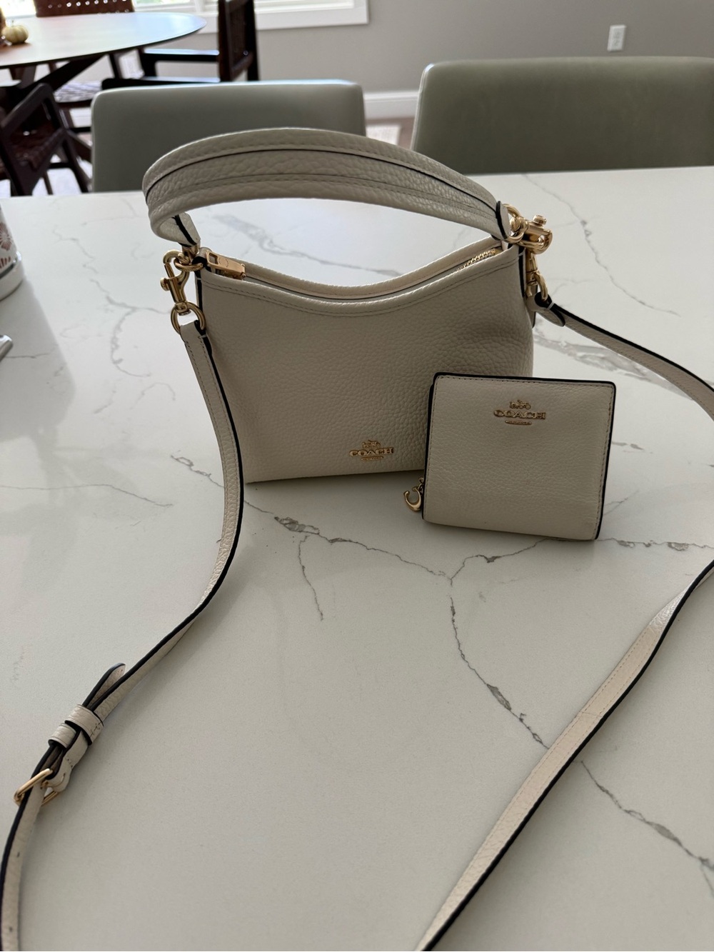 Coach Pebbled Leather Mini Laurel Crossbody Bag with matching wallet